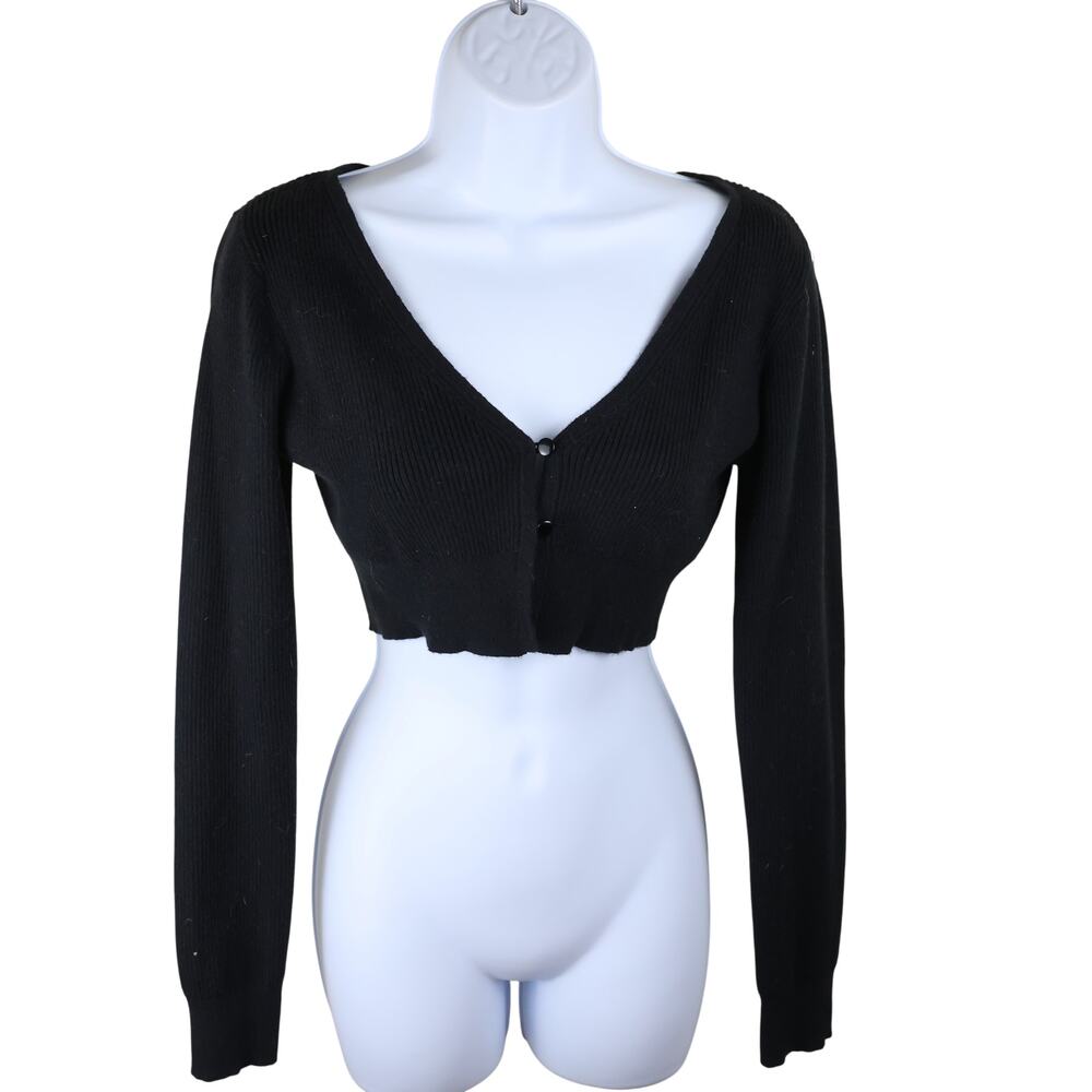 Wild Fable Women’s Ribbed Cropped Cardigan Black Size S